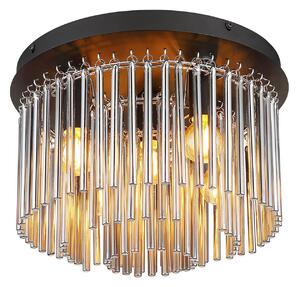 Globo Plachetă Gorley, negru/gri fum, Ø 32 cm metal/sticlă, reglabil, Negru, Camera de zi / sufragerie, Sticlă