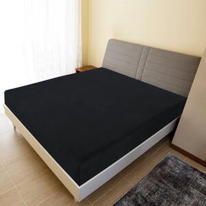 Cearșaf de pat cu elastic, negru, 140x200 cm, bumbac