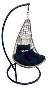 Balansoar scoica suspendat de gradina, Soleil, Negru, 120x95x195 cm