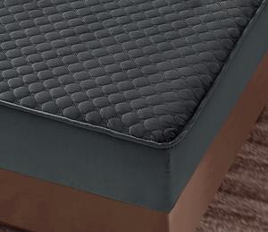 Set husa cu elastic pentru pat, 3 piese, catifea, 180×200 cm, Gri inchis