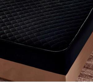 Set husa cu elastic pentru pat, 3 piese, catifea, 180×200 cm, Negru