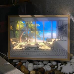 Tablou LED cu telecomanda, peisaje si umbre, Beach Light