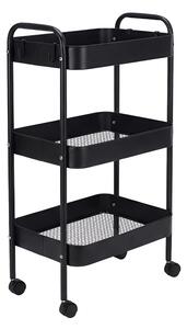 Carucior depozitare cu roti, Nedea, Negru, 41x30x77 cm