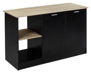 KONDELA Insulă de bucătărie, 150x60 cm, stejar/negru, POMPEJ