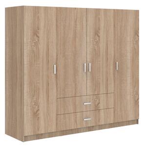 Dulap cu 4 usi, Royal, Stejar, 200x58x177 cm