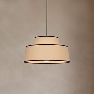 COREP Lampă suspendată Mallorca, culoare crem, Ø 38 cm, bumbac, reglabil, Gri, Camera de zi / sufragerie, Țesătură / Textil