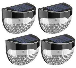 Set 3 x Lampa solara exterior, 6 LED, senzor, lumina rece, Negru