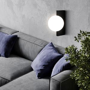 Maytoni Lampă de perete avangardistă, abajur din sticlă, negru, reglabil, Negru, Hol, Metal, Modern, Perete rotund
