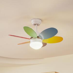Lindby Ventilator de tavan cu lumină Litur, silențios, Ø 77 cm, E27, Multicolor, Camera copiilor, Lemn, Modern