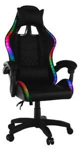 Scaun de gaming în negru cu iluminare LED RGB