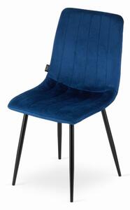 Set de 4 scaune din catifea albastră LAVA