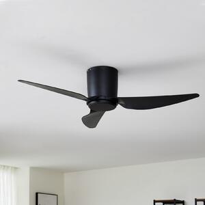 Lindby Ventilator de tavan Aulo, negru, DC, silențios, Ø 123 cm, Negru, Camera de zi / sufragerie, Metal, Modern