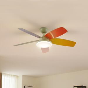 Lindby Ventilator de tavan LED Jonte, lemn, DC, silențios, Ø 106 cm, reglabil, Multicolor, Camera de zi / sufragerie, Metal, Modern
