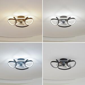 Lindby Ventilator de tavan LED Lomata, negru, silențios, Ø 23 cm, reglabil, Negru, Camera de zi / sufragerie, Aluminiu, Modern