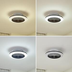 Lindby LED ventilator de tavan Mamuti, negru, silențios, Ø 55 cm, reglabil, Negru, Camera de zi / sufragerie, Aluminiu, Modern