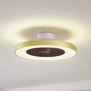 Lindby LED ventilator de tavan Teleo, alamă, DC, silențios, Tuya, reglabil, Auriu / Alamă, Camera de zi / sufragerie, Plastic, Modern