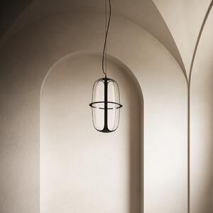 Kdln Lampă suspendată LED Kooi, negru, Ø 30 cm metal/sticlă, reglabil, Negru, Camera de zi / sufragerie, Aluminiu, Design
