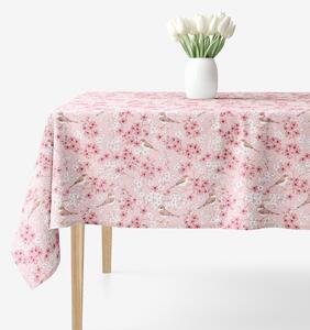 Goldea față de masă 100% bumbac - păsări în grădină roz 120 x 160 cm