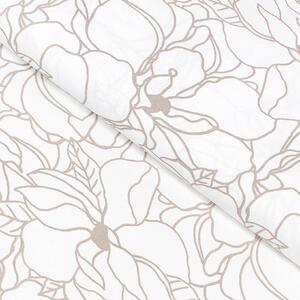 Goldea față de masă 100% bumbac - flori bej deschis pe alb 80 x 80 cm