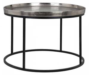 Masuta de cafea rotunda din metal Lyam 45x70x70 cm argintie