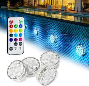 Set 4 lampi LED RGB, cu telecomanda, rezistente la apa