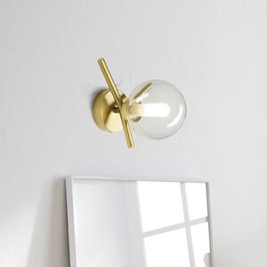 Miloox by Sforzin Camely aplică, auriu periat/clar, 1 becuri, reglabil, Auriu / Alamă, Camera de zi / sufragerie, Sticlă, Design, Perete rotund