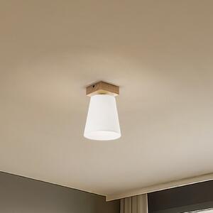 Envostar Risco plafonieră de 1 lumină cu abajur din material textil alb, reglabil, Lemn, Camera de zi / sufragerie, Lemn
