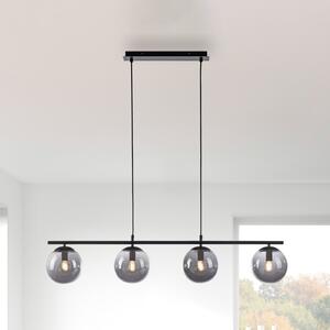 JUST LIGHT. GmbH Lampă suspendată Big Widow, globuri de sticlă, patru lumini, reglabil, Negru, Camera de zi / sufragerie, Metal, Modern, Pandantiv cu flacără multiplă