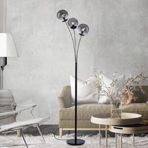 JUST LIGHT. GmbH Lampă de podea Big Widow cu trei abajururi din sticlă, Negru, Camera de zi / sufragerie, Metal, Modern, Umbrelă în picioare