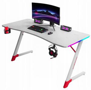 Birou gaming alb cu iluminare RGB LED Šírka: 120 cm