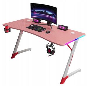 Birou gaming roz, masă PC cu iluminare RGB LED Šírka: 120 cm