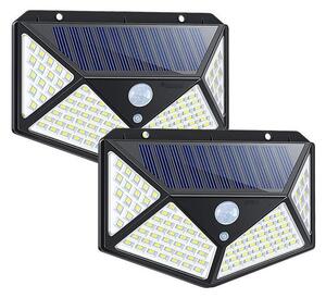 Set 4 x Lampa 100 LED cu panou solar, senzor de miscare