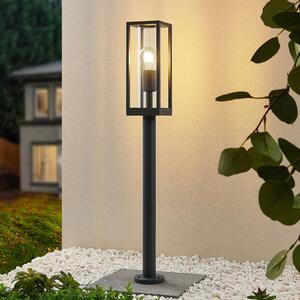 Lindby Giavanna bornă luminoasă, 80 cm, antracit, IP44, E27, reglabil, Negru, Sticlă, Modern