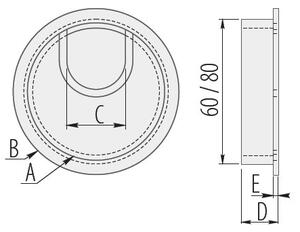 Trecere cabluri, FI 60 mm, aluminiu