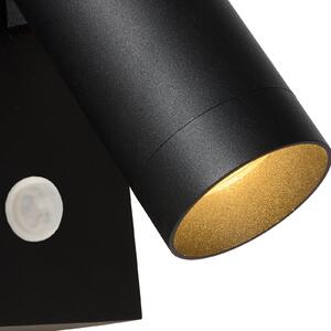 Lucide Spot de perete pentru exterior Taylor Sensor, 1 bec negru, reglabil, Negru, Metal, Modern