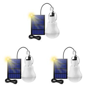 Set 3 x Bec portabil 20 LED cu panou solar si carlig
