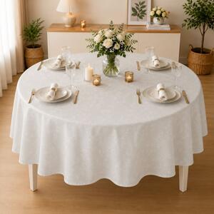 Fata de masa teflonata, rotunda, diametru 140cm, Crem cu frunze F18