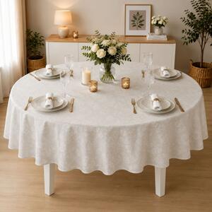 Fata de masa teflonata, rotunda, diametru 140cm, Crem floral F17