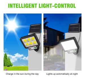 Proiector solar 120 LED 6 COB senzor de lumina si miscare