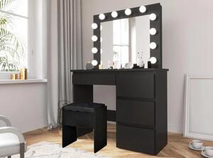 MBMTN2 - Set Masa toaleta, 94 cm cosmetica machiaj oglinda masuta vanity, oglinda cu LED-uri - Negru