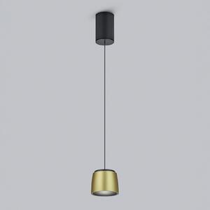 Helestra Ove lampă suspendată LED Ø9,5cm aur-negru, reglabil, Auriu / Alamă, Camera de zi / sufragerie, Aluminiu, Modern