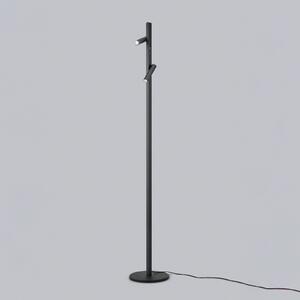 Helestra Coni lampadar LED 2 spoturi 160 cm negru, reglabil, Negru, Camera de zi / sufragerie, Aluminiu, Modern