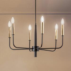 Luminex Candelabru Hedwig, 6 becuri, reglabil, Negru, Camera de zi / sufragerie, Metal