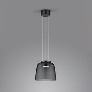 Helestra Oda lampă suspendată negru abajur sticlă, reglabil, Negru, Camera de zi / sufragerie, Aluminiu, Modern