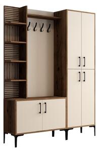 Mobilier hol VIYANA DA, crem/nuc, PAL melaminat/metal, 150x35x200 cm
