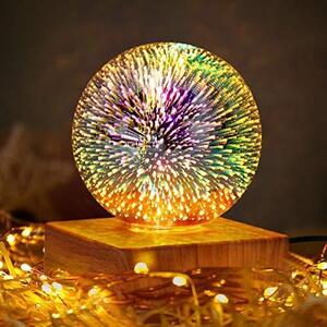 Lampa decorativa de masa, glob cu lumina foc de artificii