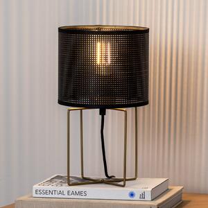 Luminex Lampa de masă Kamil cu abajur din metal perforat, Negru, Camera de zi / sufragerie, Metal, Modern