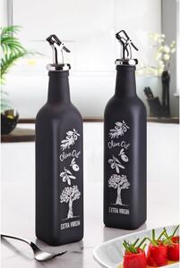 Set 2 oliviere PLTN105, negru/alb, sticla, 500ml