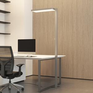 Arcchio Lampadar LED Timon, 54W, argintiu, înălțime 195 cm, reglabil, Gri, Studiu / Birou, Aluminiu, Modern, Umbrelă în picioare