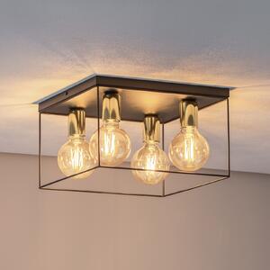 Luminex Plafonieră Anna cu cadru metalic, 4 becuri, pătrată, reglabil, Negru, Camera de zi / sufragerie, Metal